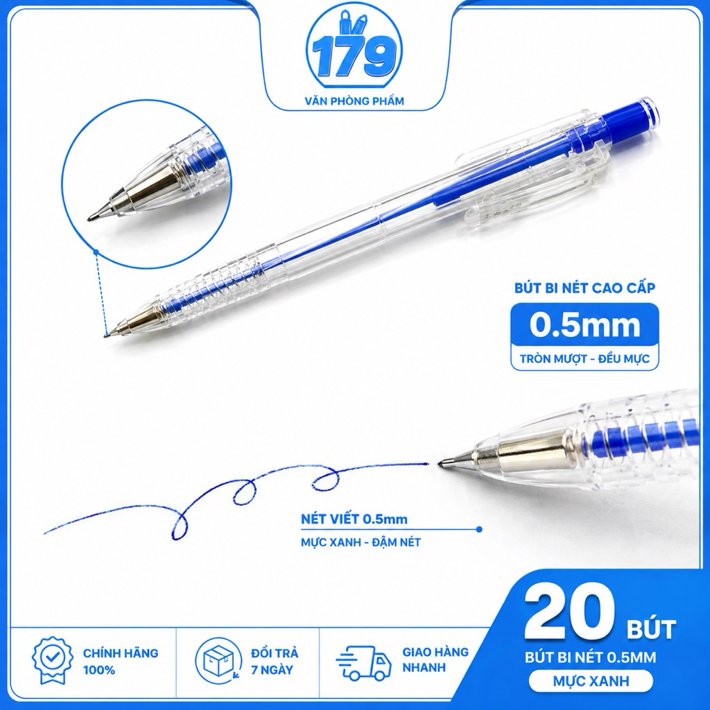 Bút bi Thiên Long chính hãng nét 0.5 TL027