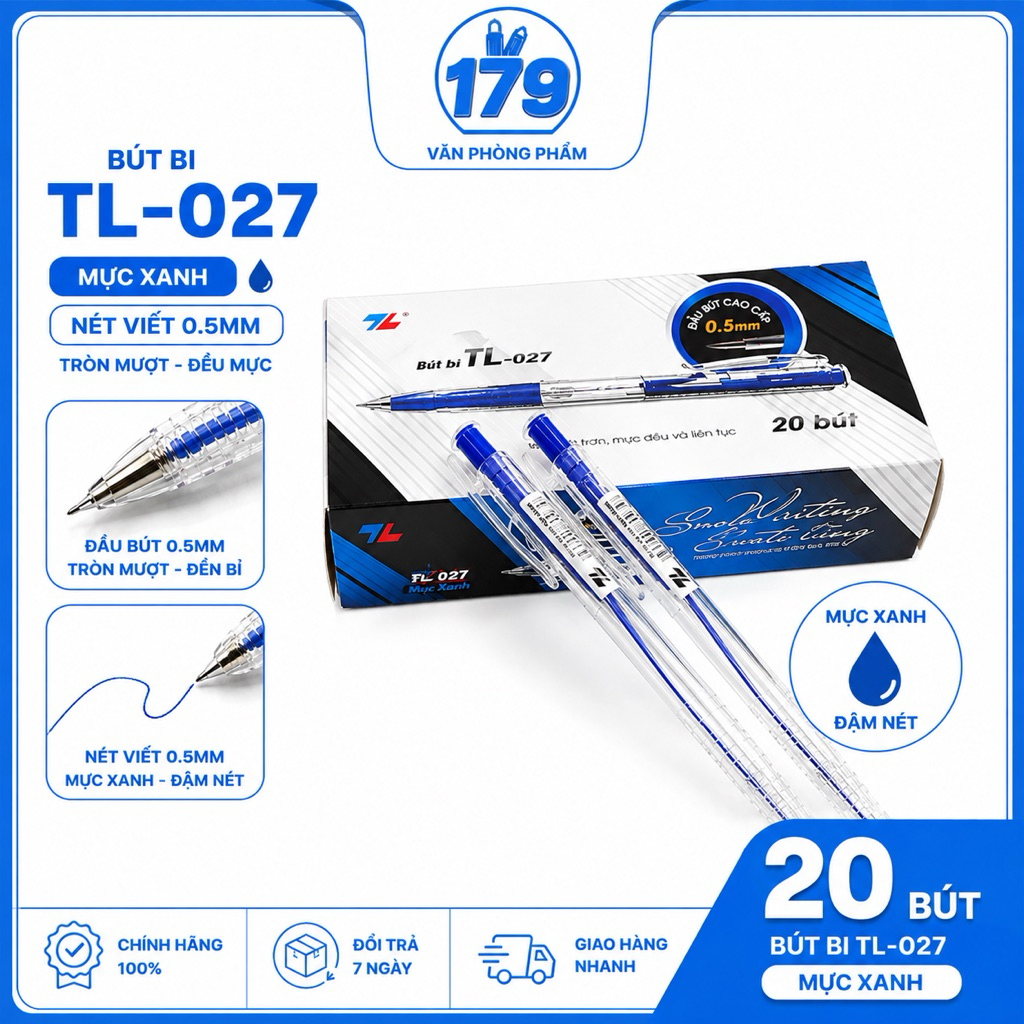 Bút bi Thiên Long chính hãng nét 0.5 TL027