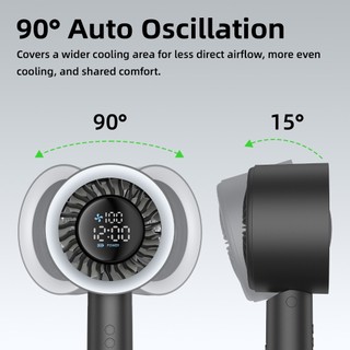 Quạt Điện Bàn GOOJODOQ Xoay 90°, Động Cơ 2300 RPM, Gió Mạnh 6m/s, 100 Cấp Tốc Độ,Pin 3600mAh,Siêu Êm