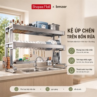 Kệ Chén Bát INOX Thông Minh 2 Tầng Chiều cao có thể điều chỉnh 42-46cm Dung lượng lớn Tải Trọng 100kg