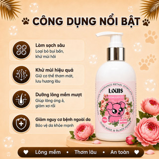 Sữa Tắm Cho Chó Mèo Louis Rose 300-500ml, Sữa Tắm Thú Cưng Dưỡng Lông Khử Mùi Chính Hãng