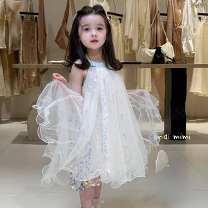 CANDI MIMI Váy xanh cổ yếm voan xòe cao cấp-NW6517