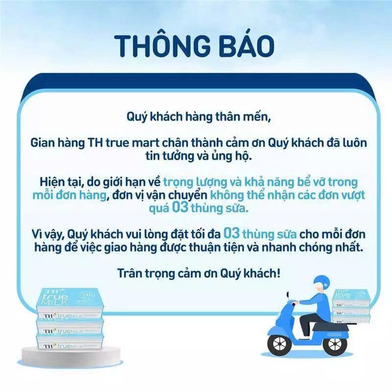 [Chính hãng] Thùng 48 Hộp Sữa Tươi Tiệt Trùng TH True Milk Có Đường, Ít Đường Giàu Canxi Vitamin D3 Không Chất Bảo Quản
