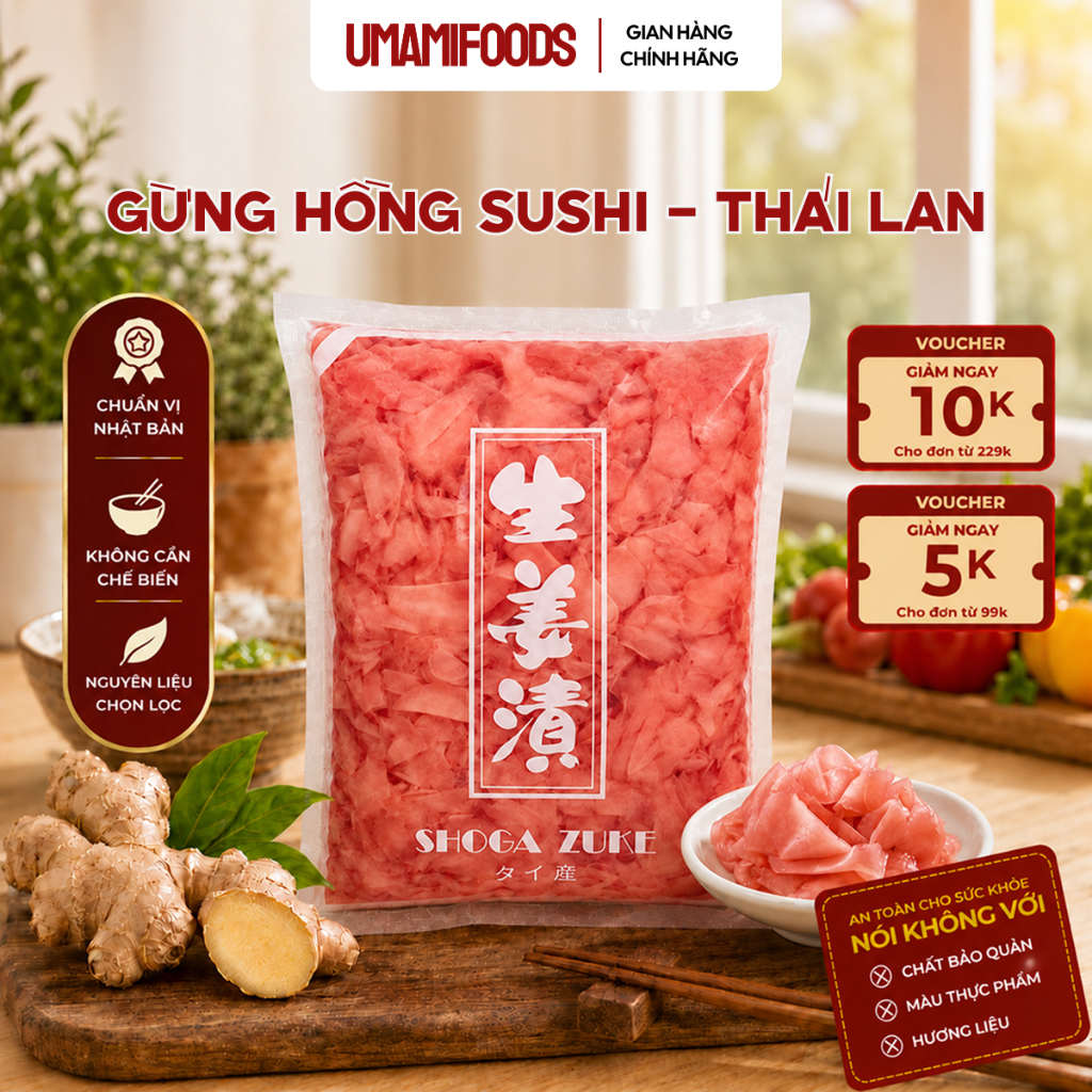 Gừng Hồng Ngâm Chua 1.5kg | Gừng Ngâm Sushi Thái Lan | Gừng Lát Ăn Kèm Sushi Sashimi