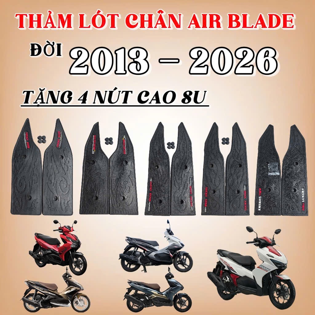 { Tặng 4 ốc } Thảm Lót Sàn Xe AB Air Blade 2013 đến 2026 Cao Su Chống Trượt, Dày Như Zin, Thảm Lót Sàn Xe AB Bền Đẹp