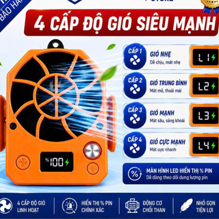 (Mẫu Mới) Quạt Mini Đeo Thắt Lưng F18 Làm Mát Hạ Nhiệt Cơ Thể, Quạt Kẹp Hông PIN 15.000 MAH Dùng 8h