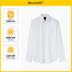 Áo Sơ Mi Trắng Dài Tay Nam 1SMDB688TRK Biluxury Form Casual Chất Liệu Cao Cấp Kháng Khuẩn Bền Màu