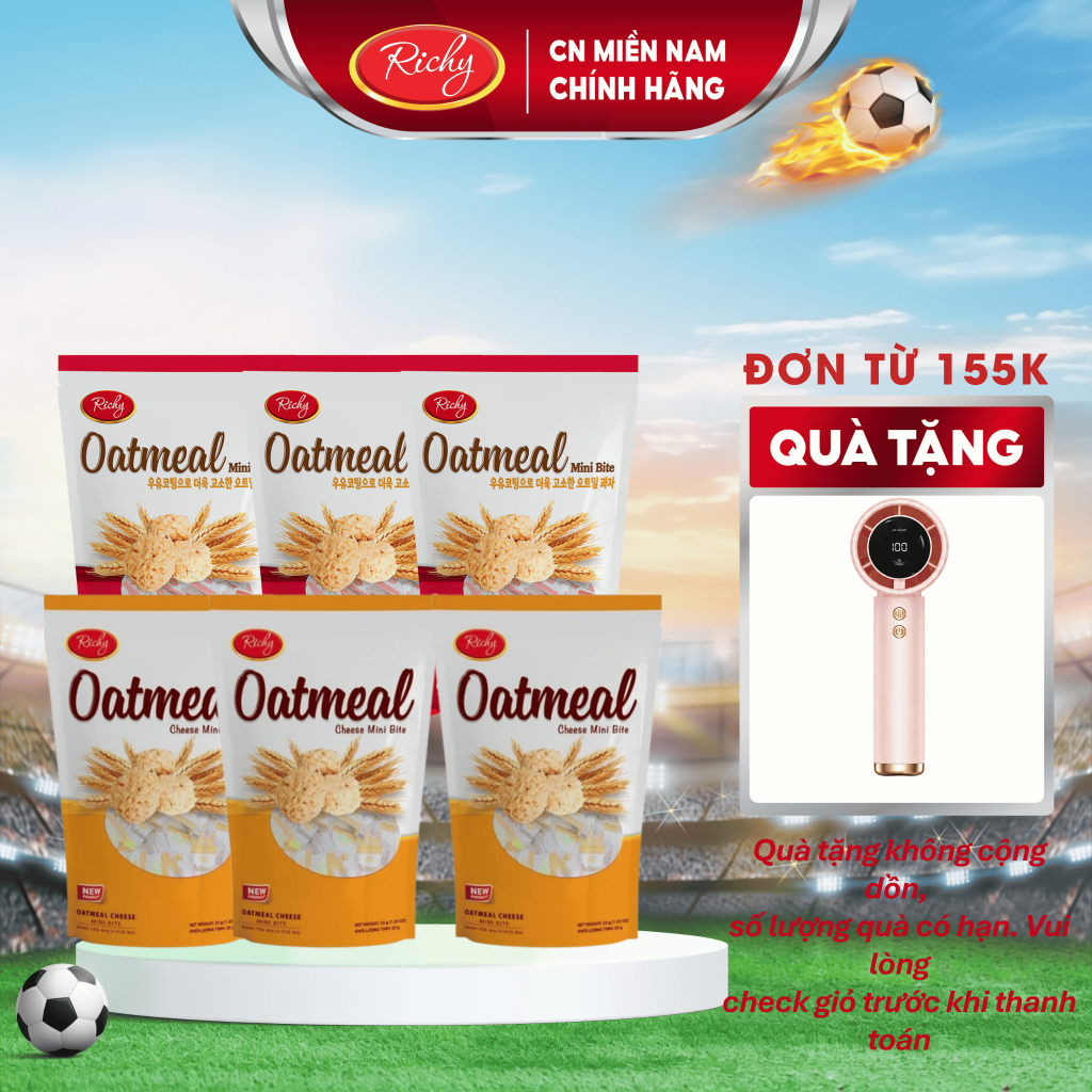 [TẶNG QUẠT MINI ĐƠN TỪ 155K] Combo 6 gói bánh yến mạch Richy vị sữa và phô mai 35g