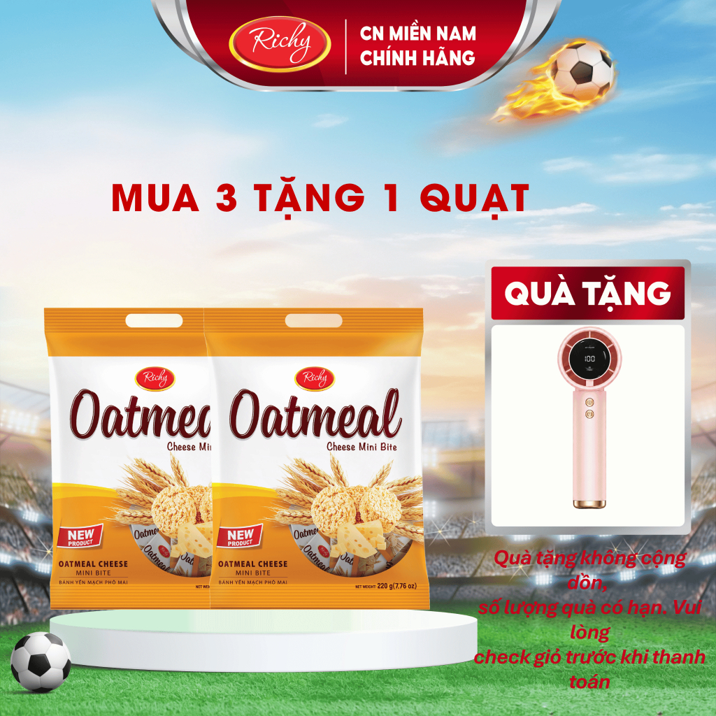 [MUA 3 TẶNG 1 QUAT]  Combo 2 Túi Yến Mạch Richy mini bite vị Phô Mai 220g