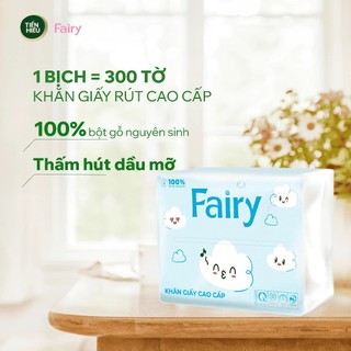 Giấy Ăn Rút Fairy Cloud 4 Lớp Mềm Mại, Bền Dai, Thấm Hút Tốt An Toàn Cho Da - Gói 300 Tờ