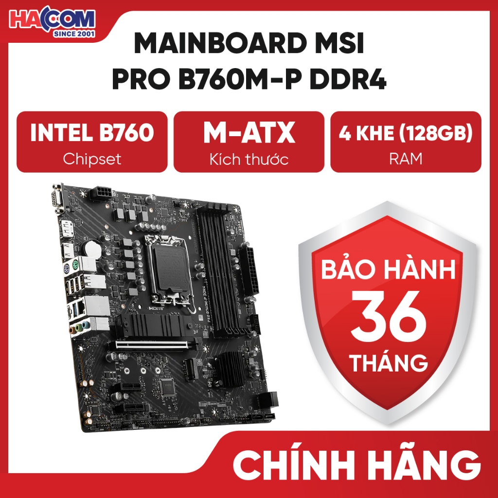 Bo Mạch Chính/Mainboard Msi Pro B760M P DDR4 - Bảo Hành 36 Tháng HACOM PC