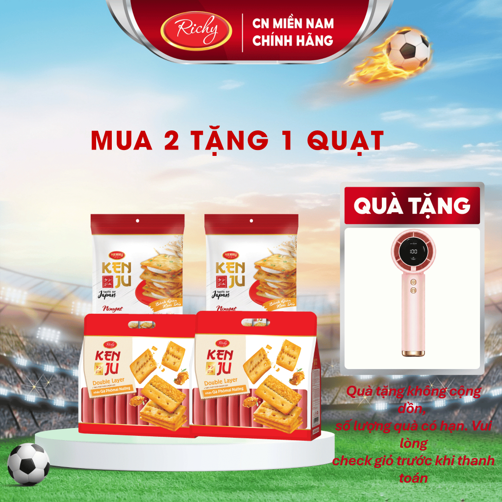 [MUA 2 TẶNG 1 QUẠT] Combo 4 bánh kenju kem dẻo và kenju gà phô mai 2 lớp