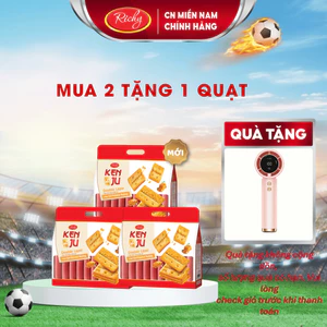 Combo 3 Bịch Kenju Gà Nướng Phô Mai, Kenju 2 Lớp Chà Bông, Túi 216g, Bánh Kẹo RichyCombo 3 Bịch Kenju