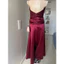 Đầm dạ hội satin đỏ rượu vang xếp li ôm dáng sang trọng 2hand