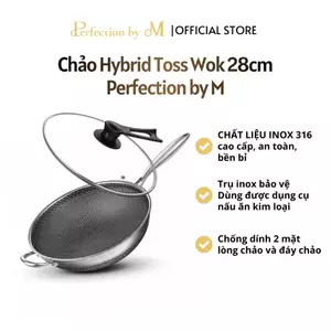 Chảo Sâu Lòng Hybrid Toss Wok Perfection by M, Inox 316 Cao Cấp, Chống Dính 2 Mặt, Chống Xước Đỉnh Cao