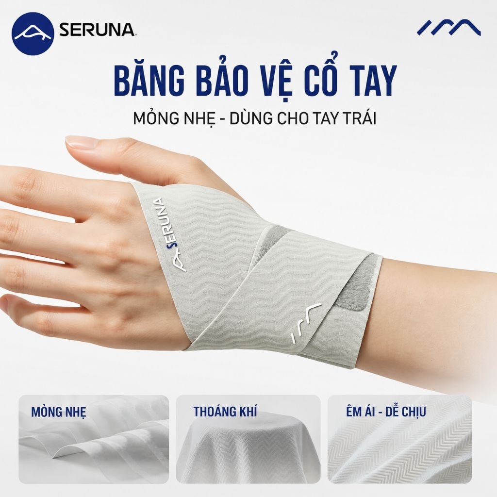 Đai Bảo Vệ Cổ Tay SERUNA Nhật Bản – Chuyên Hỗ Trợ TFCC, Viêm Gân Bao Hoạt Dịch, Bong Gân, Đau Khớp Cổ Tay, Chơi Cầu  T1