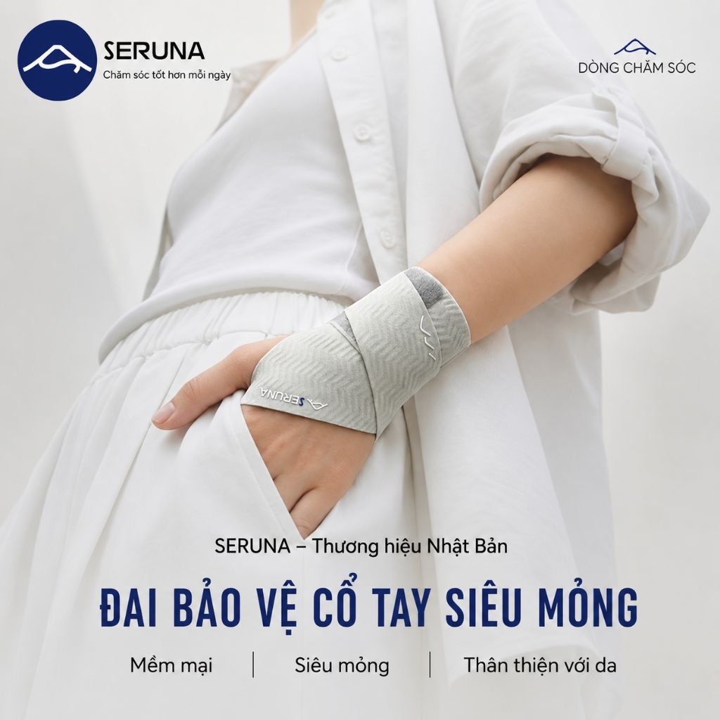Đai Bảo Vệ Cổ Tay SERUNA Nhật Bản – Chuyên Hỗ Trợ TFCC, Viêm Gân Bao Hoạt Dịch, Bong Gân, Đau Khớp Cổ Tay, Chơi Cầu  T1