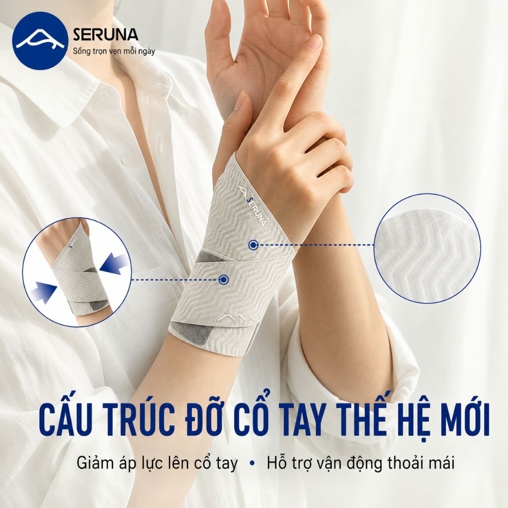 Đai Bảo Vệ Cổ Tay SERUNA Nhật Bản – Chuyên Hỗ Trợ TFCC, Viêm Gân Bao Hoạt Dịch, Bong Gân, Đau Khớp Cổ Tay, Chơi Cầu  T1