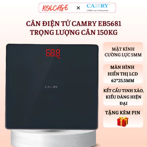 Cân điện tử CAMRY EB5681 mặt kính cường lực 5mm chịu lực 150kg hiển thị chính xác thiết kế hiện đại