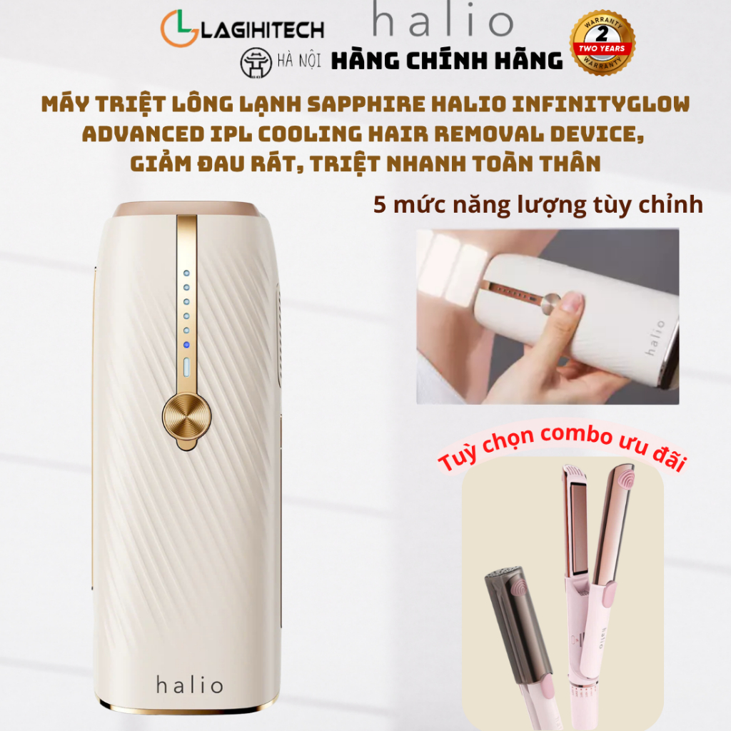 Máy Triệt Lông Lạnh Sapphire Halio InfinityGlow Advanced IPL Sapphire Cooling Hair Removal Device-Chính Hãng-BH 24 tháng