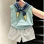 Bộ Bé Trai Áo Ba Lỗ Quần Short Sọc Style Hàn Quốc Cotton Mềm Mát 7-17kg A45