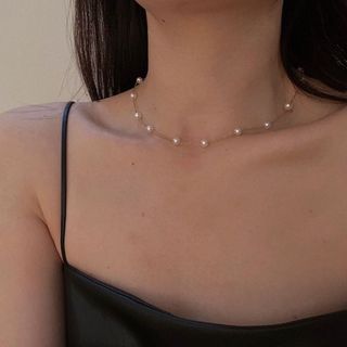 [N925] Choker Dây Chuyền Ngọc Trai Nhân Tạo Xinh Xắn, Chuỗi Hạt Ngọc Trai Thuỷ Tinh Phong Cách Vintage - DAISYN