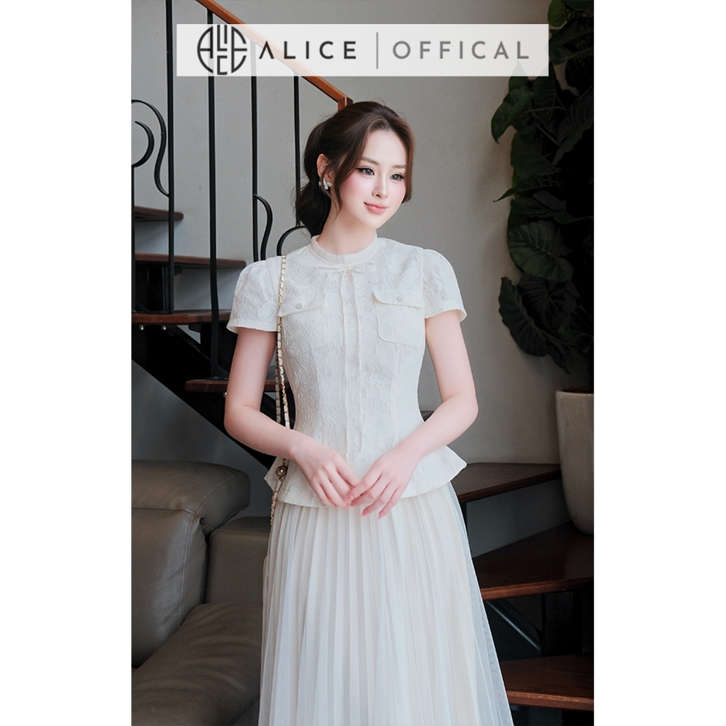 Set Áo Ren Lót Lụa Dáng Peplum Kèm Chân Váy Lưới Dài Alice, Bộ Set Váy Tiểu Thư Sang Chảnh Dự Tiệc Hẹn Hò A1106+CV1082