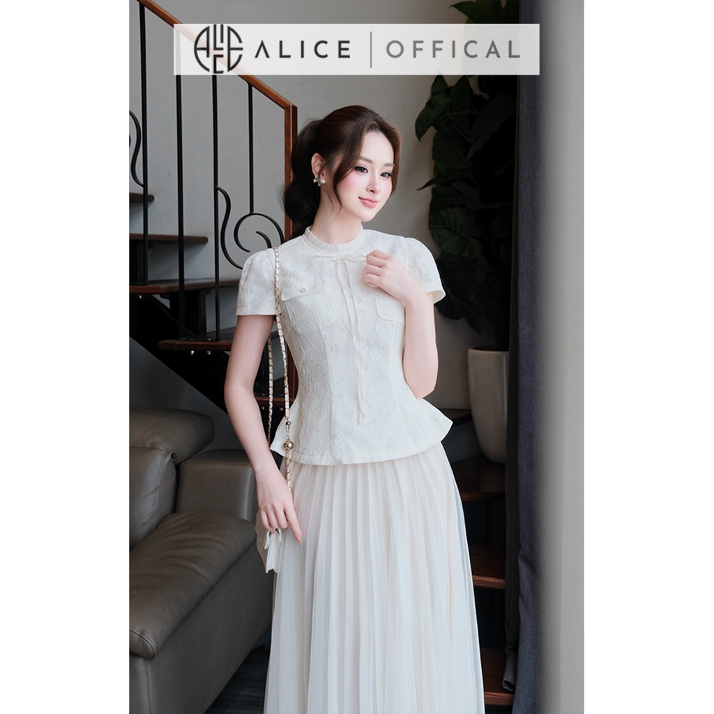 Set Áo Ren Lót Lụa Dáng Peplum Kèm Chân Váy Lưới Dài Alice, Bộ Set Váy Tiểu Thư Sang Chảnh Dự Tiệc Hẹn Hò A1106+CV1082