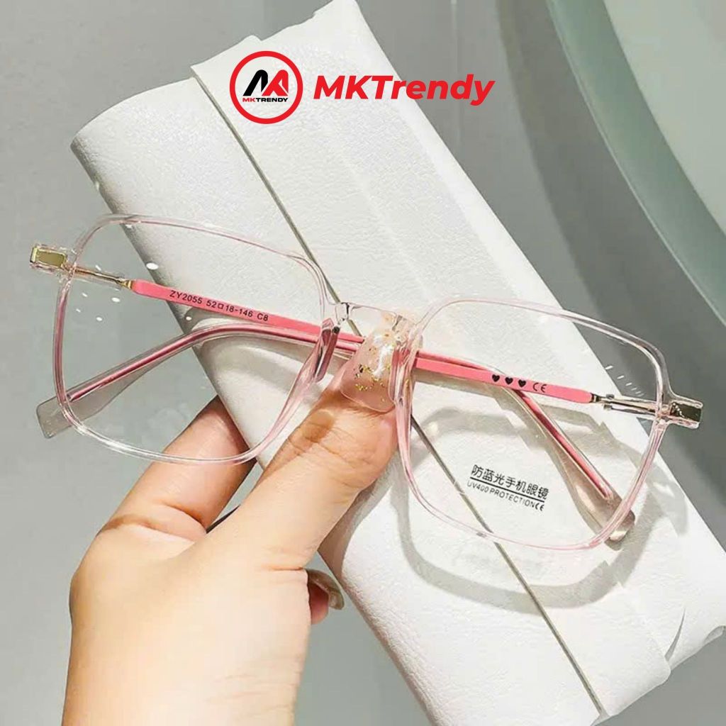 Kính đổi màu gọng vuông MKTRENDY gọng kim loại mảnh nhẹ chống tia UV chống ánh sáng xanh thời trang nam nữ X14