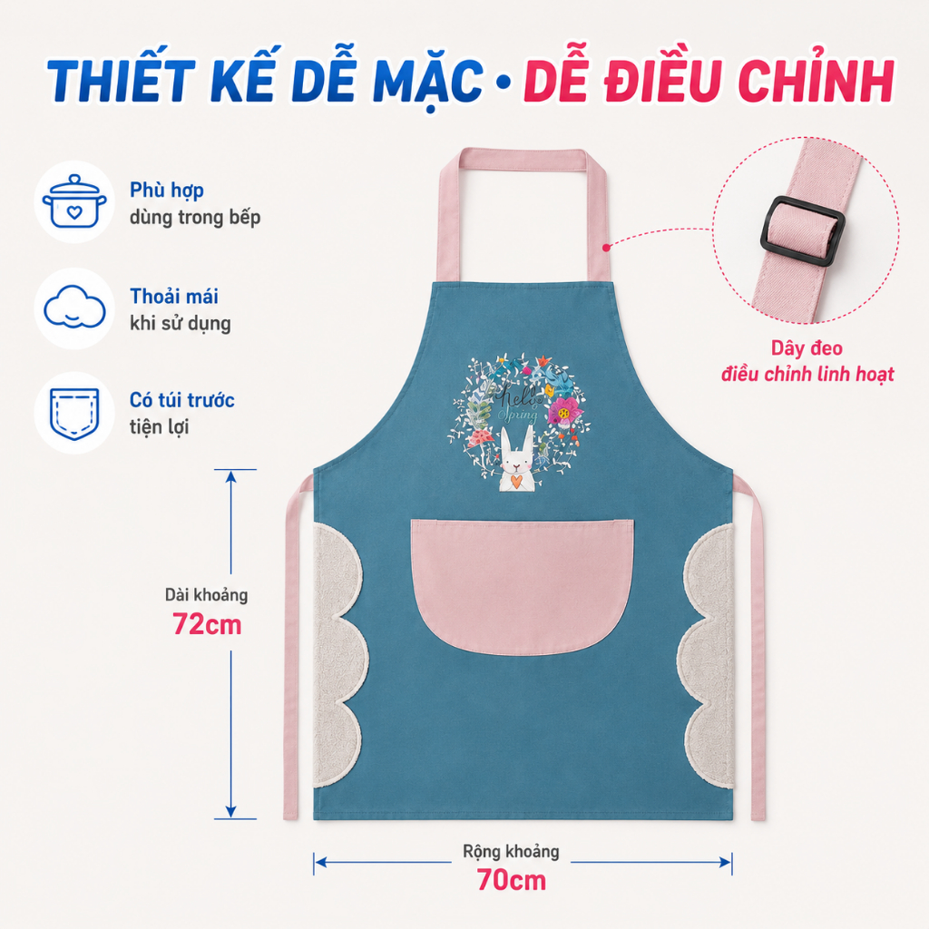 Tạp Dề Nhà Bếp Chống Thấm Có Túi | Tạp Dề Nấu Ăn Dễ Lau Chùi | Bảo Vệ Quần Áo