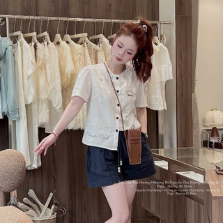 Set áo tơ cổ tàu họa tiết kèm quần sooc phối ren nhuộm cao cấp form dưới 60kg