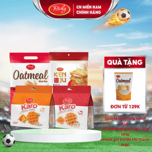 Combo 4 Bánh Mix Vị, 2 Bánh Karo - Chà Bông, Hoàng Kim, Yến Mạch Sữa 250g, Kenju kem dẻo túi 186g