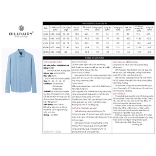 [T7_SALE 20%_HT] Áo Sơ Mi Dài Tay Xanh Nhạt Thiết Kế Sọc Dọc 1SMDS614XAH Biluxury Form Casual Kháng Khuẩn Bền Màu