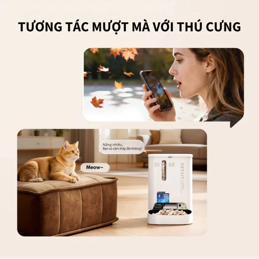 Máy Cho Chó Mèo Ăn Tự Động Có Camera Petkit YumShare Gemini 2 - 2 Ngăn, 5L - HeLiCorp