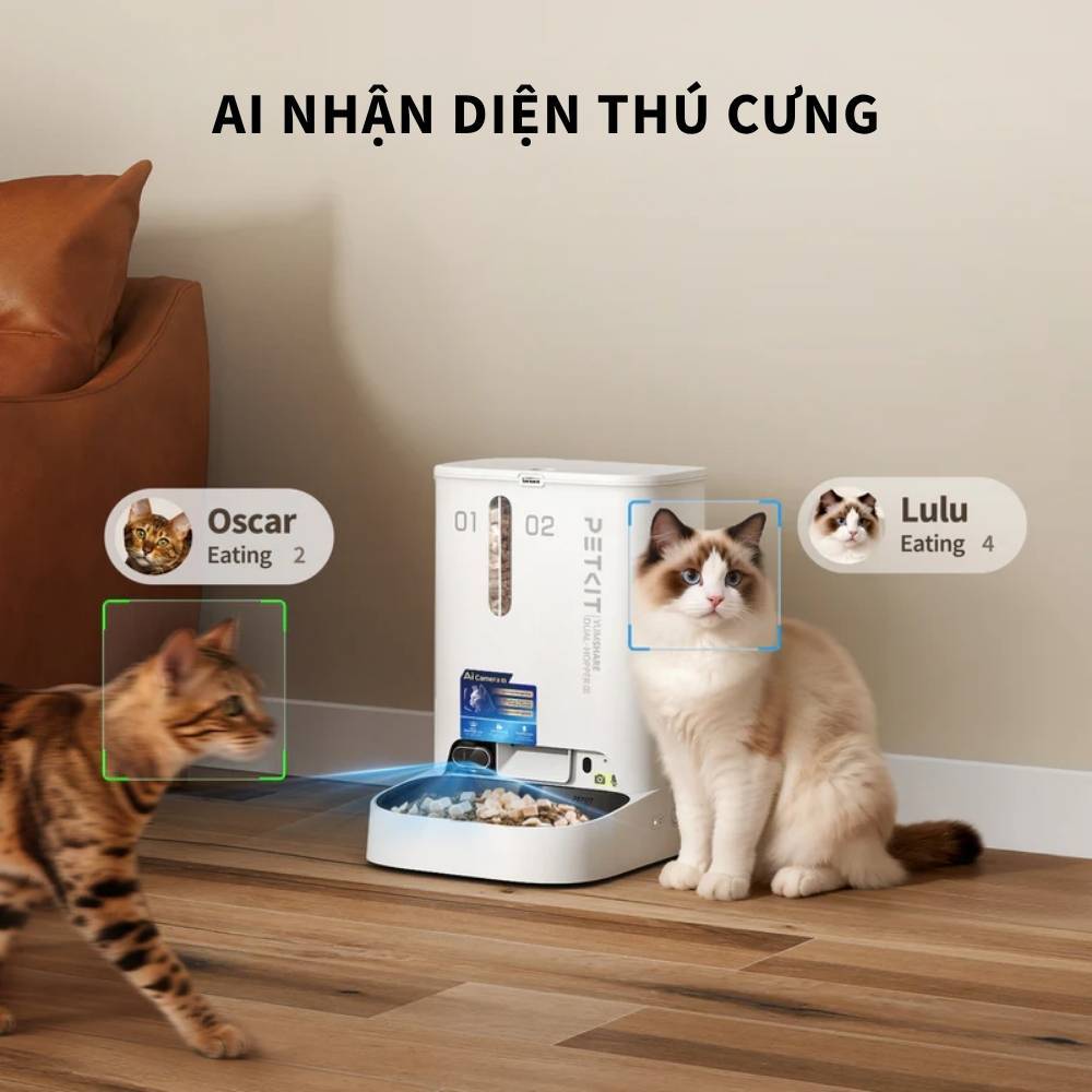 Máy Cho Chó Mèo Ăn Tự Động Có Camera Petkit YumShare Gemini 2 - 2 Ngăn, 5L - HeLiCorp