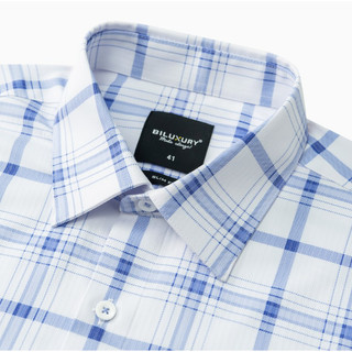 [T7_SALE 20%_HT] Áo Sơ Mi Dài Tay Thiết Kế Kẻ Ô Xanh Dương 1SMDC642XAH Biluxury Form Slimfit Kháng Khuẩn Bền Màu