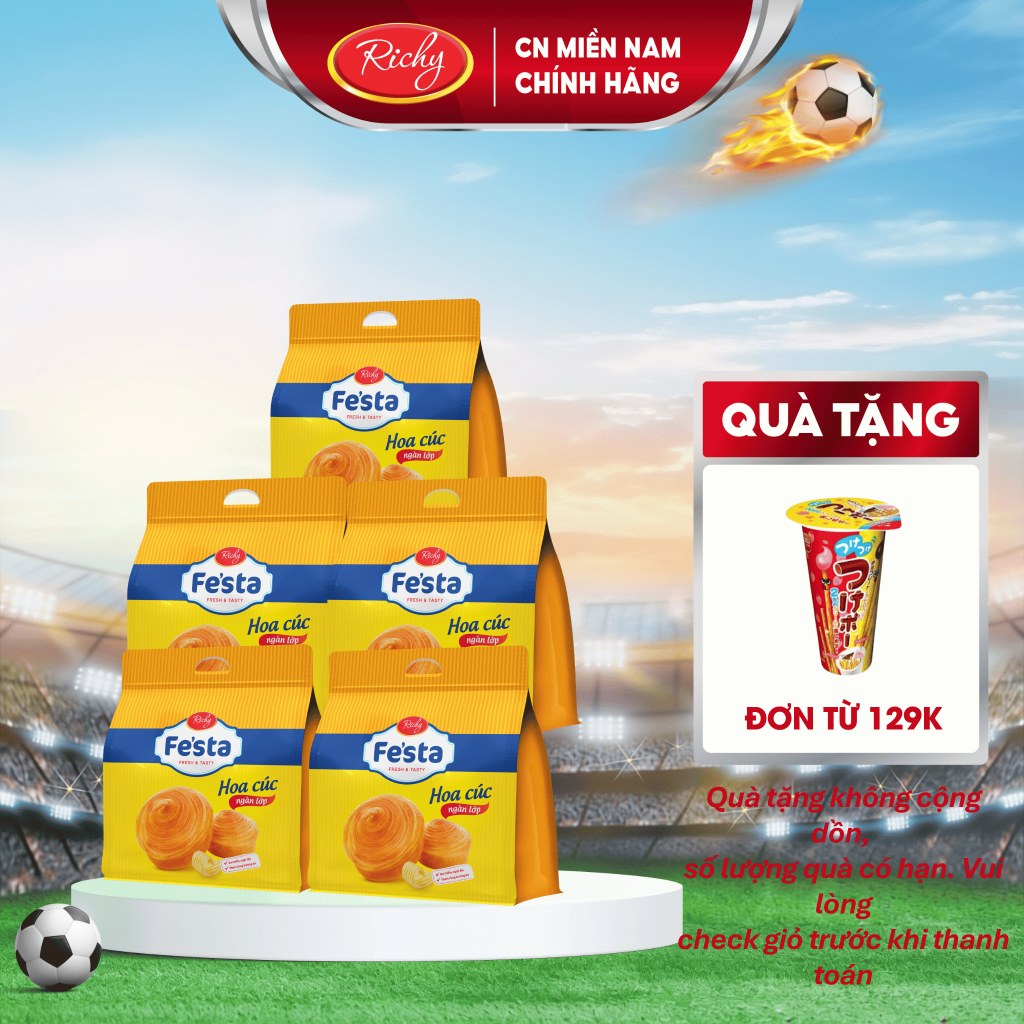 [TẶNG QUÀ ĐƠN TỪ 129K]Combo 5 Bánh mì hoa cúc ngàn lớp Festa Richy túi 3 bánh, HSD 35 ngày từ NSX,kH cân nhắc đặt sll