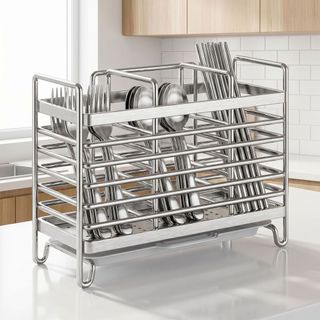 Kệ Đựng Đũa Muỗng Inox 304 Treo Tường Có Khay Thoát Nước, Giá Để Dao Kéo Nhà Bếp Chống Gỉ Cao Cấp