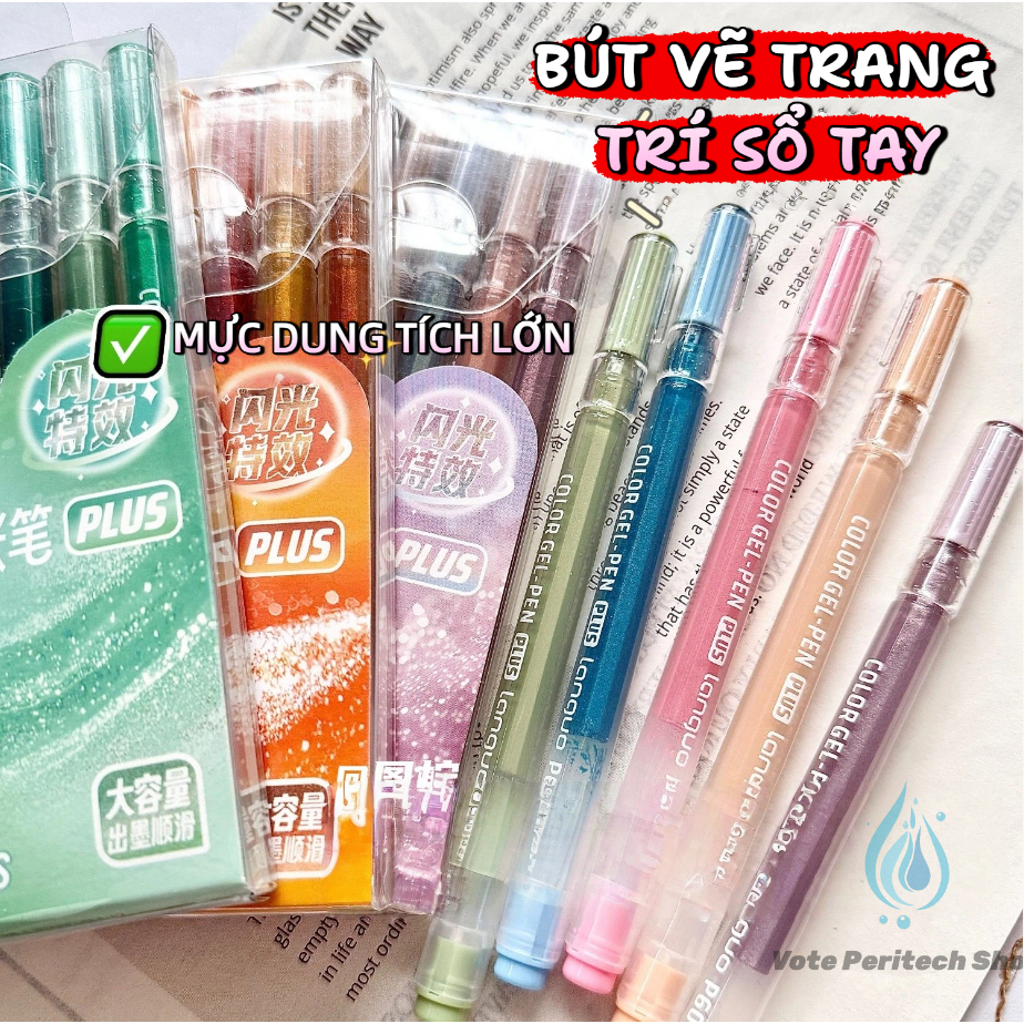 Set 8 Bút Gel Màu Deli 33160 Tặng 8 Ruột Thay  Mực Màu Tươi, Viết Êm, Phù Hợp Học Sinh Văn Phòng