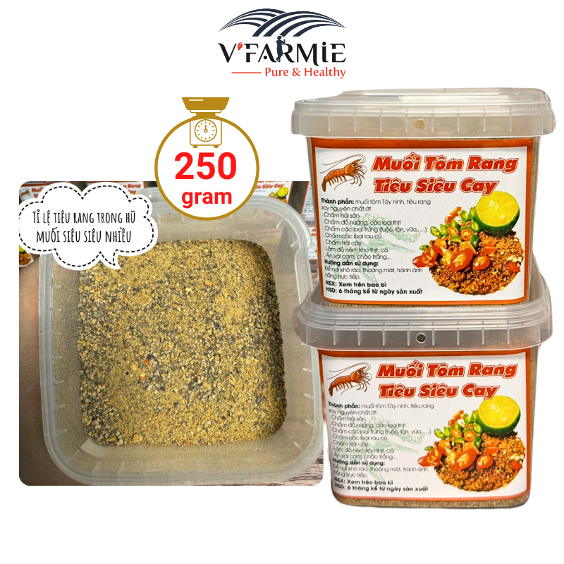Muối tôm rang tiêu lá chanh siêu cay 250g chấm hải sản, các loại thịt, trái cây,...