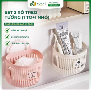 Set 2 Rổ Treo Tường Đa Năng 1 Lớn 1 Nhỏ Thoát Nước Thông Minh Chống Ẩm Gọn Gàng Tiện Lợi Nhà Bếp