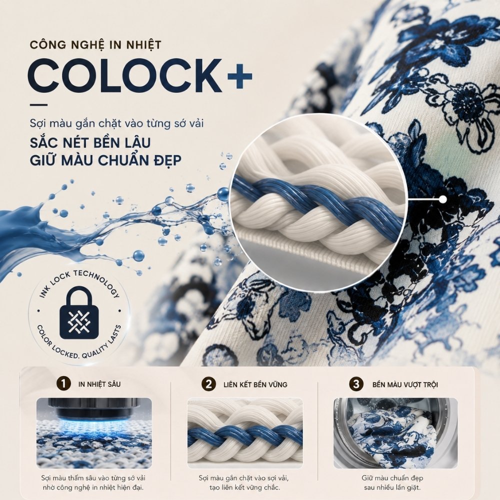 Sơ mi LORIEN họa tiết Porcelain Ink xanh navy nghệ thuật, chất vải Lụa Chéo mềm rũ cao cấp, phối cổ sang trọng - FEAER