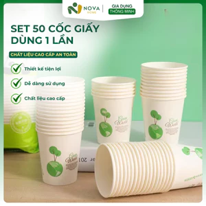 Set 50 Cốc Giấy 235Ml Dùng Một Lần Tiện Lợi An Toàn Cho Tiệc, Dã Ngoại, Thân Thiện Môi Trường