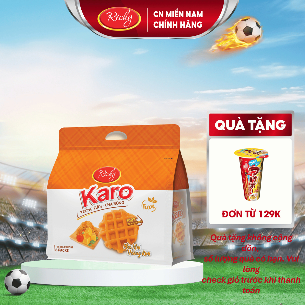 [Tặng quà đơn từ 129k]Bánh Richy KARO trứng tươi chà bông (Gà/ Phô Mai/ Sữa), HSD 45-90 ngày