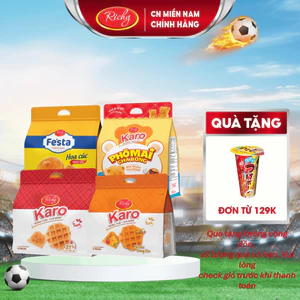 Combo 4 Bánh mix vị, Bánh Karo chà bông 6 bánh/bịch, Bánh Karo Gấu phô mai, HSD 45 ngày