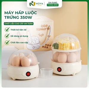 Máy Hấp Luộc Trứng Đa Năng 350W 2 Tầng Thông Minh Hấp Bánh Bao Khoai Bắp Rau Củ Tiện Lợi