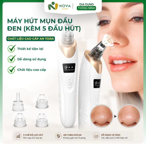 Máy Hút Mụn Đầu Đen Điện Tử 3 Cấp Độ, Làm Sạch Lỗ Chân Lông, Hút Bã Nhờn, Sạc USB Kèm 5 Đầu Hút