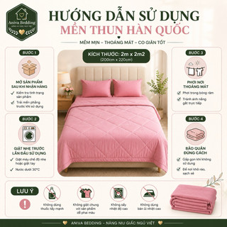 Mền Thun Hàn Quốc 1 Màu Aniva Bedding 2mx2m2, Chăn Mền Chần Bông Mềm Mịn, Thoáng Mát, Nhiều Màu