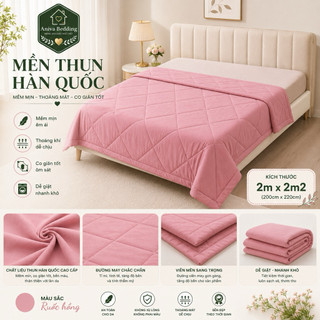 Mền Thun Hàn Quốc 1 Màu Aniva Bedding 2mx2m2, Chăn Mền Chần Bông Mềm Mịn, Thoáng Mát, Nhiều Màu