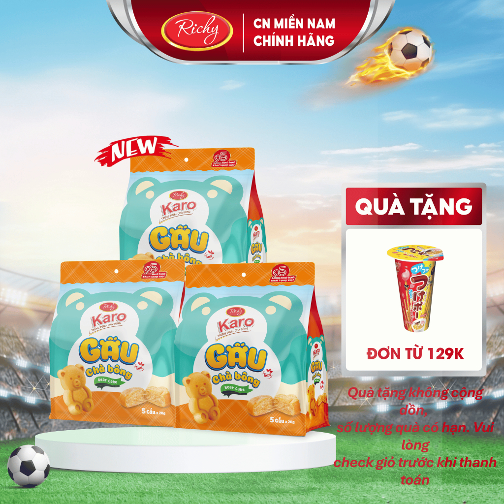 [NEW] [TẶNG QUÀ ĐƠN TỪ 129K]Combo 3 Karo Gấu chà bông, Bánh kẹo Richy